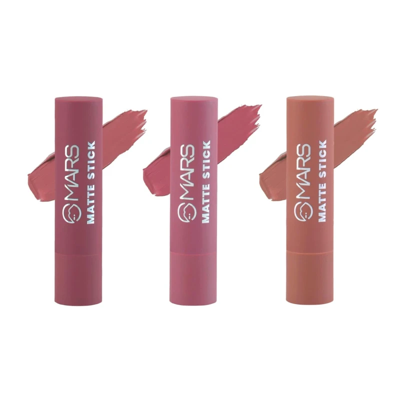 MARS Matte Box Set of 3 Lipsticks for Women | Long-Lasting | Smooth Finish | Moisturising | One Swipe Pigmentation | (3x3.2 gm) (02-Peaches & Nudes) - Thumbnail 2